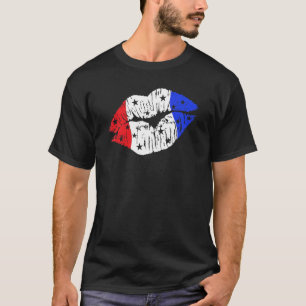 Camiseta Un beso patriótico en los labios rojos blanco y az