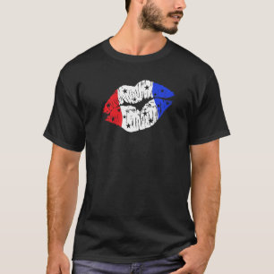 Camiseta Un beso patriótico en los labios rojos blanco y az