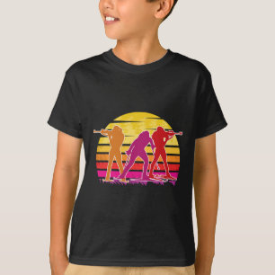 Camiseta Un Biatleta Con Moti De Esquí De Rifle Y De Traves
