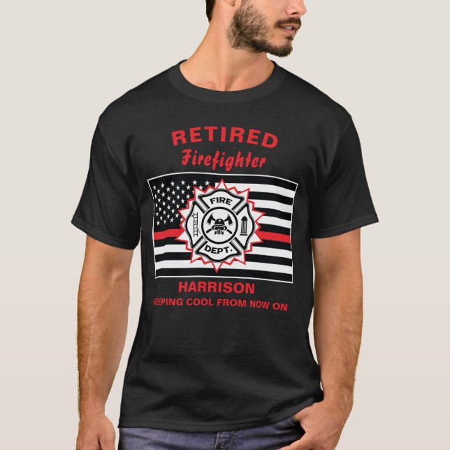 Camiseta Un bombero retirado dice gracioso de la línea roja (Anverso)