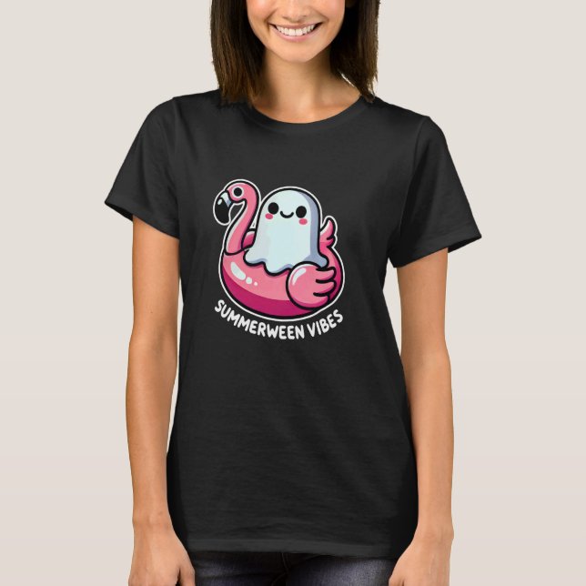 Camiseta Un bonito summerween Vibes Fantasma Flamingo Float (Anverso)