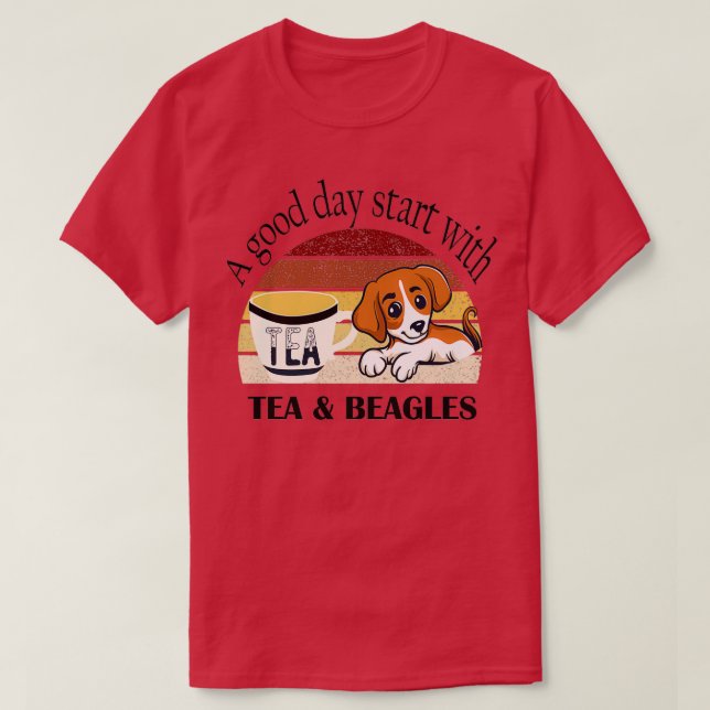 Camiseta Un buen día para empezar con té y beagles (Diseño del anverso)
