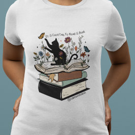 Camiseta Un buen día para leer un libro de gatos