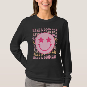 Camiseta Un Buen Día Retro Cara Sonriente De Color Estético