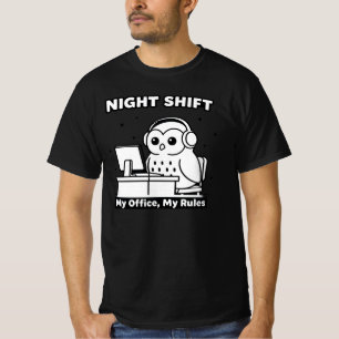 Camiseta Un búho lindo, Turno de Noche, adecuado para traba