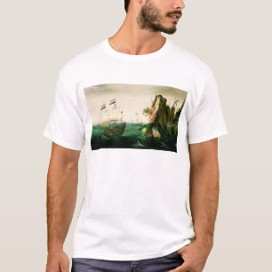 Camiseta Un buque mercante holandés de una costa rocosa