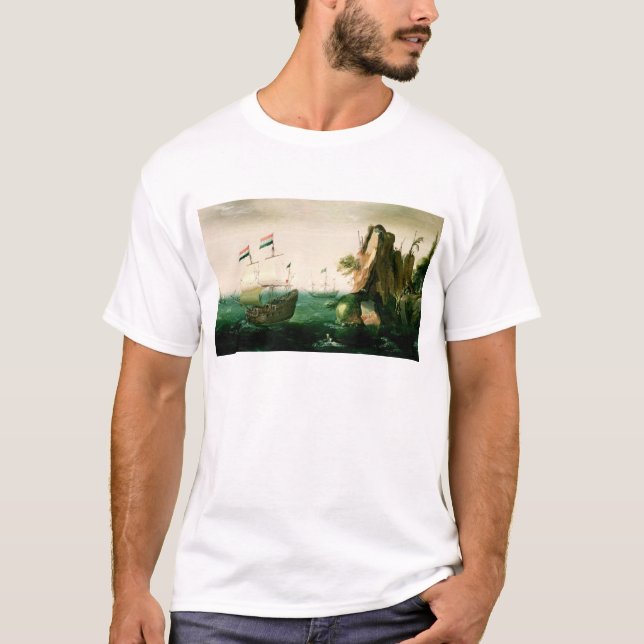 Camiseta Un buque mercante holandés de una costa rocosa (Anverso)