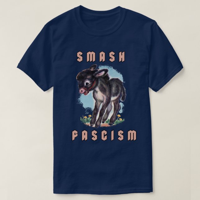 Camiseta Un burro retro lindo- sacudir el fascismo (Diseño del anverso)