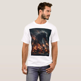 Camiseta un caballo con una llama que dice fuego sobre él