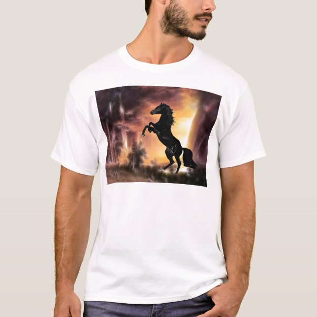 Camiseta Un caballo de Stallion frisón criando (Anverso)
