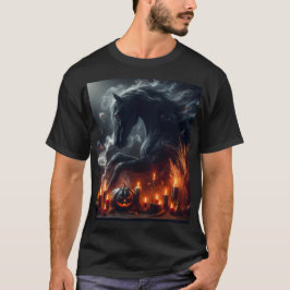 Camiseta Un caballo negro por la espalda está rodeado de ve