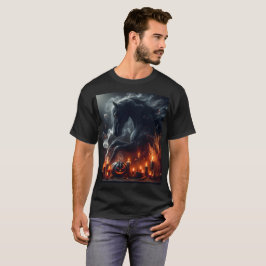 Camiseta Un caballo negro por la espalda está rodeado de ve