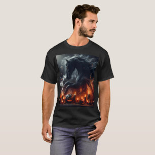 Camiseta Un caballo negro por la espalda está rodeado de ve