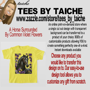 Camiseta Un Caballo Rodeado De Flores Violetas Comunes