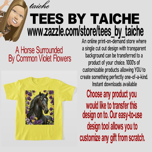 Camiseta Un Caballo Rodeado De Flores Violetas Comunes (Subido por el creador)