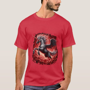 Camiseta Un Caballo Unicornio Enfurrecido Vuela En La Nube