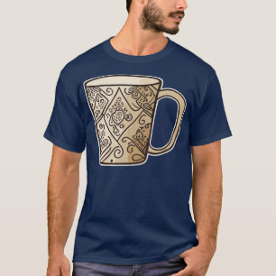 Camiseta un café tazas de mano vectores líneas limpias simp