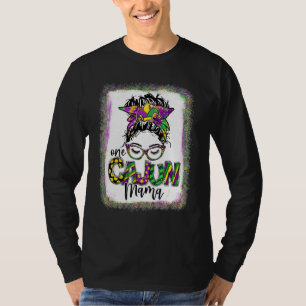 Camiseta Un Cajún Mamá Mardi Gras Con Bleached Para Las Muj