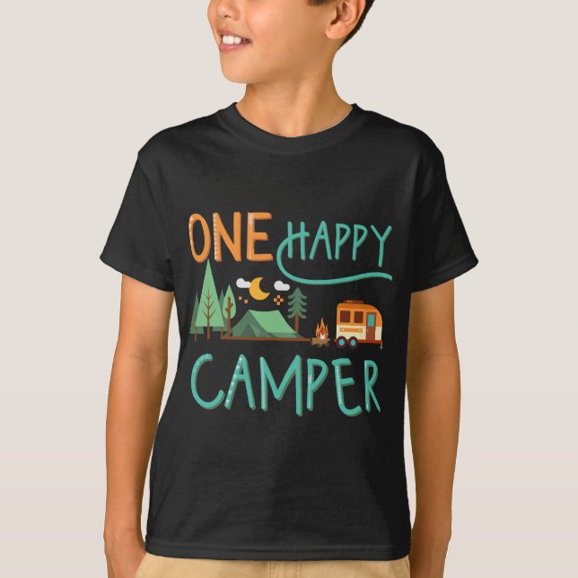 Camiseta un camper feliz primer cumpleaños , Camping Mateo (Anverso)