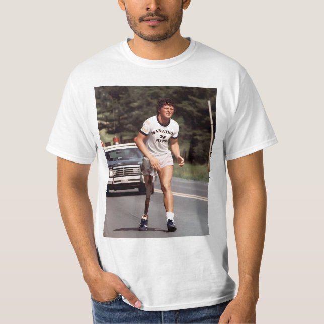 Camiseta " Un canadiense de 21 años llamado Terry Fox comen (Anverso)