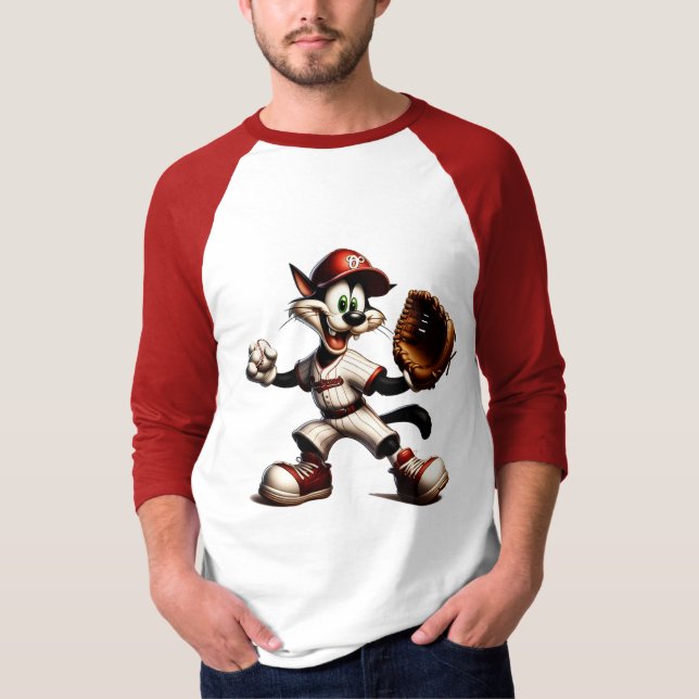 Camiseta Un cántaro de béisbol para gato tonto se levanta (Anverso)