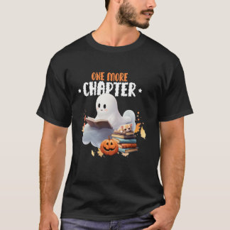 Camiseta Un capítulo más: Ghost Reading Book Cat Pumpkin Ha