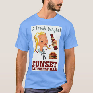 Camiseta Un cartel de Sarsaparilla de la puesta del sol de 