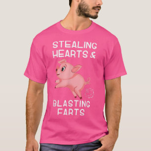 Camiseta Un cerdo divertido diciendo: Robando corazones y e
