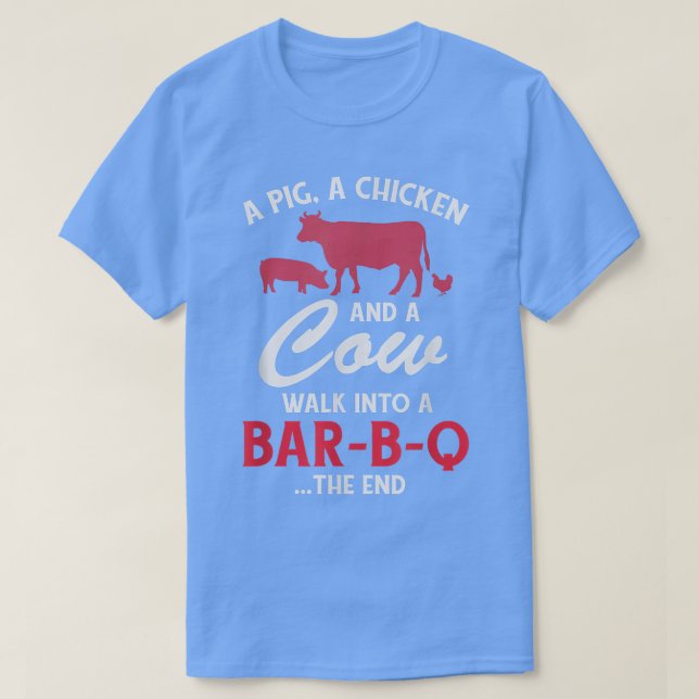 Camiseta Un Cerdo, Un Pollo Y Una Parrillada De Comida Grac (Diseño del anverso)