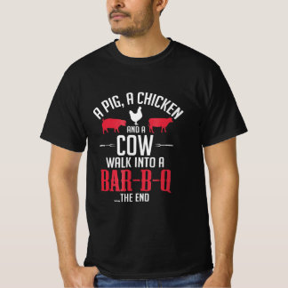 Camiseta un cerdo un pollo y una vaca chiste bbq divertido