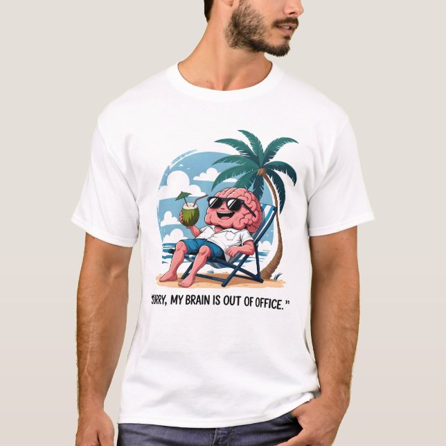 Camiseta Un Cerebro Gracioso En El Humor Vacacional-Playa (Anverso)