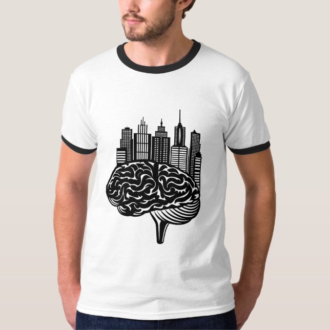 Camiseta Un cerebro humano transformándose en una ciudad fu (Anverso)