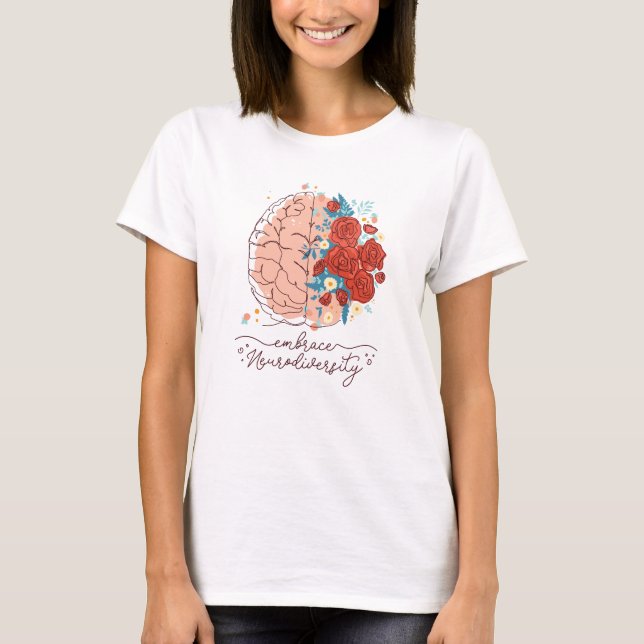 Camiseta Un cerebro y flores adoptan la neurodiversidad (Anverso)