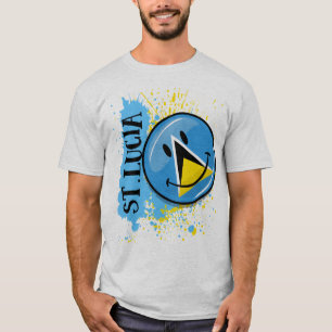 Camiseta Un chapoteo de la bandera sonriente de St Lucia