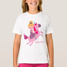 Camiseta Un Chica amarillo morado monta en unicornio