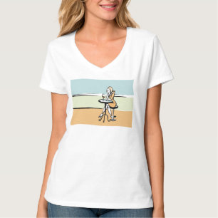 Camiseta Un Chica Disfrutando Del Vino Rojo En Un Café