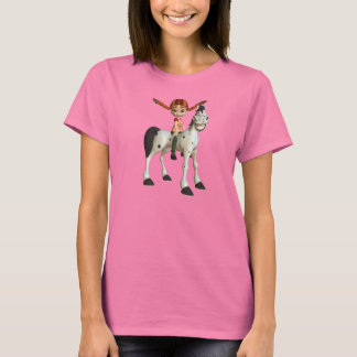 Camiseta Un Chica lindo en un caballo feliz