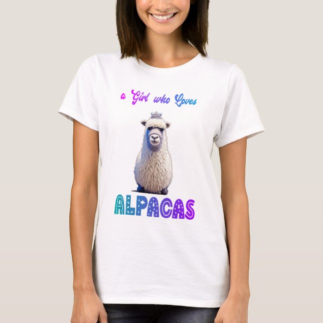 Camiseta Un Chica que ama a las Alpacas con la Wooly Alpaca (Anverso)