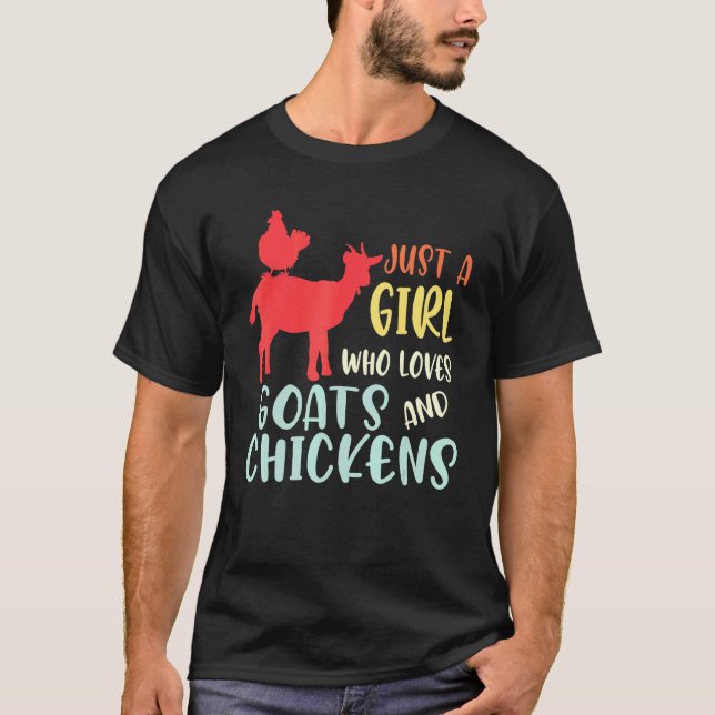 Camiseta Un Chica que ama a las gallinas Chicas de cabras 2 (Anverso)