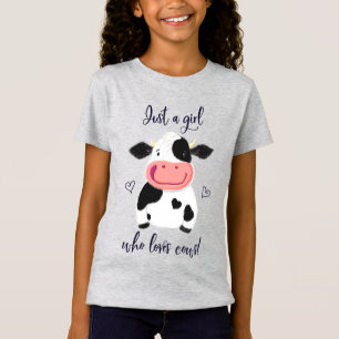 Camiseta ¡Un Chica Que Ama A Las Vacas! Corazones Y Holste