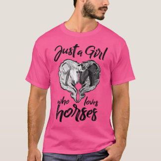 Camiseta Un Chica que ama a los caballos a caballo montando