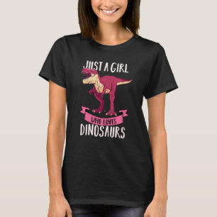 Camiseta Un Chica que ama a los dinosaurios Cute Floral Din