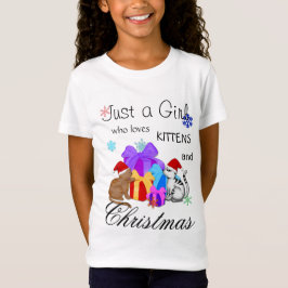 Camiseta Un Chica que ama a los gatitos y Navidades