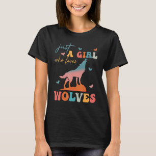 Camiseta un Chica que ama a los lobos Watercolor Cute lobo