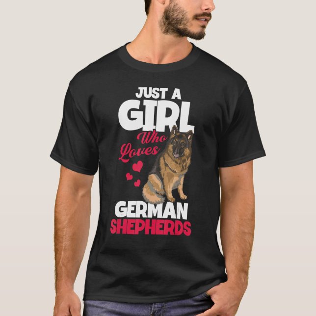 Camiseta Un Chica que ama a los pastores alemanes (Anverso)