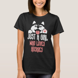Camiseta Un Chica que ama al perro de los Huskies