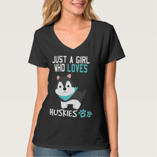 Camiseta Un Chica que ama al perro de los Huskies