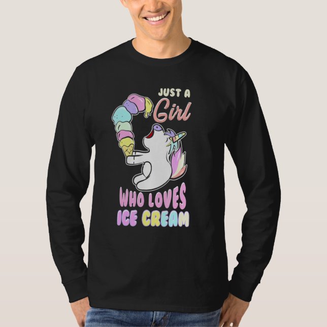 Camiseta Un Chica Que Ama El Helado De Unicornio C (Anverso)