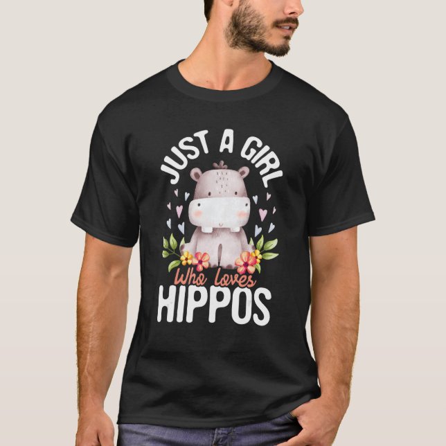 Camiseta Un Chica que ama Hippos Hippopótamo Hippo (Anverso)