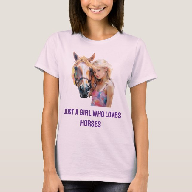 Camiseta Un Chica que ama los caballos - Un ecuestre lindo (Anverso)